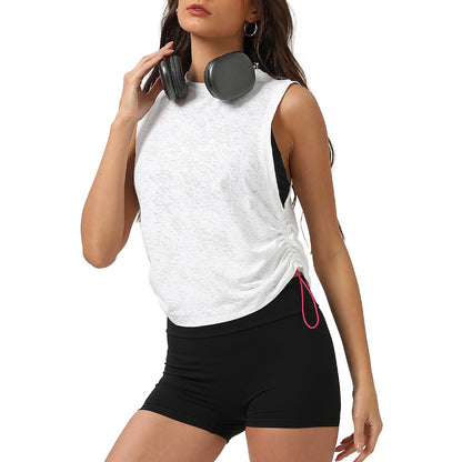 Jacquard Women Sleeveless Blouse Breathable