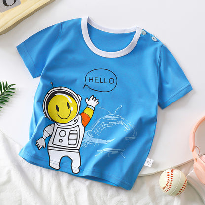 Children's Pure Cotton Cartoon Short-sleeved