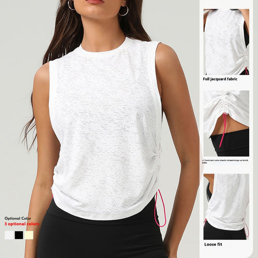 Jacquard Women Sleeveless Blouse Breathable