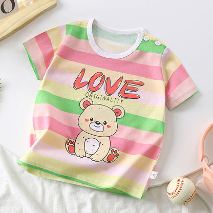 Children's Pure Cotton Cartoon Short-sleeved