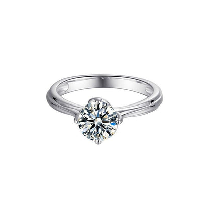 Lotus 925 Sterling Silver Inlaid Moissanite Ring