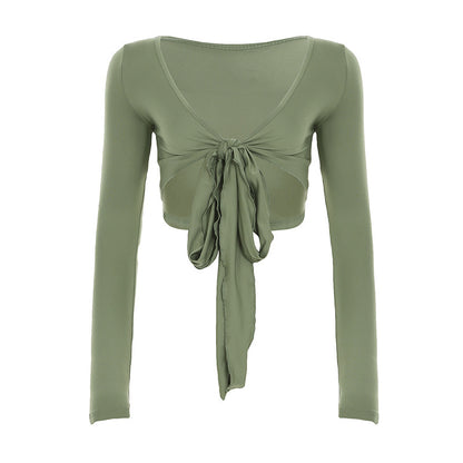 Sexy Deep V-neck Short Blouse