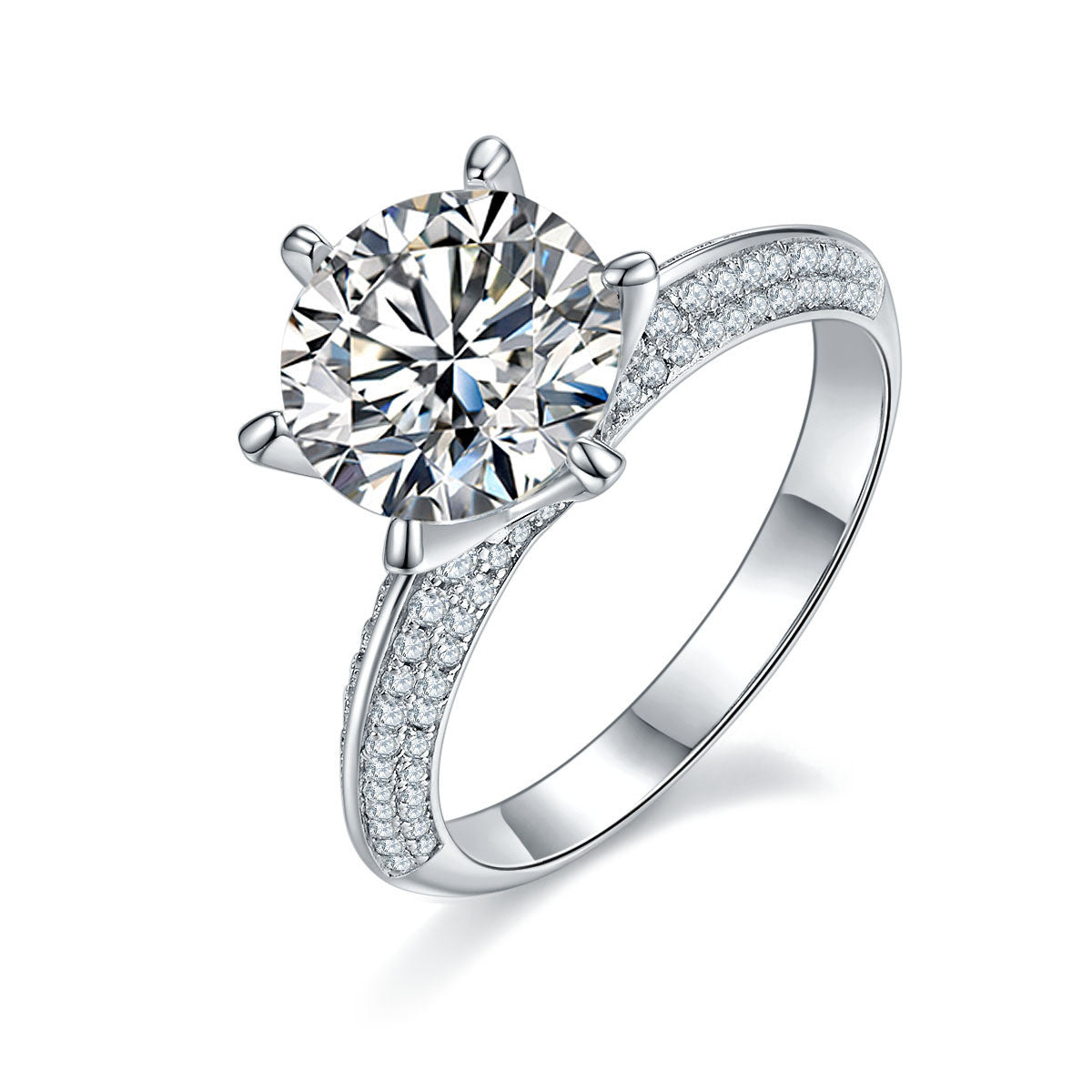 S925 Silver Plated White Gold Moissanite Ring