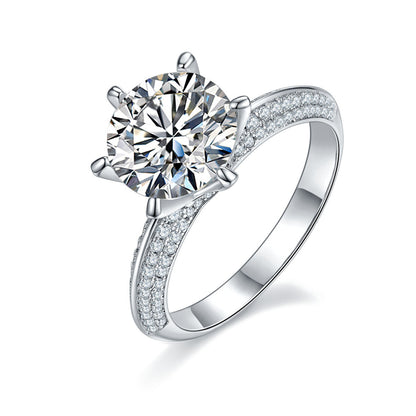 S925 Silver Plated White Gold Moissanite Ring
