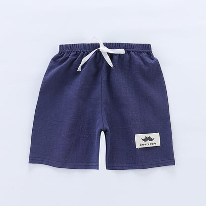 Children's Summer Thin Beach Slub Cotton Shorts