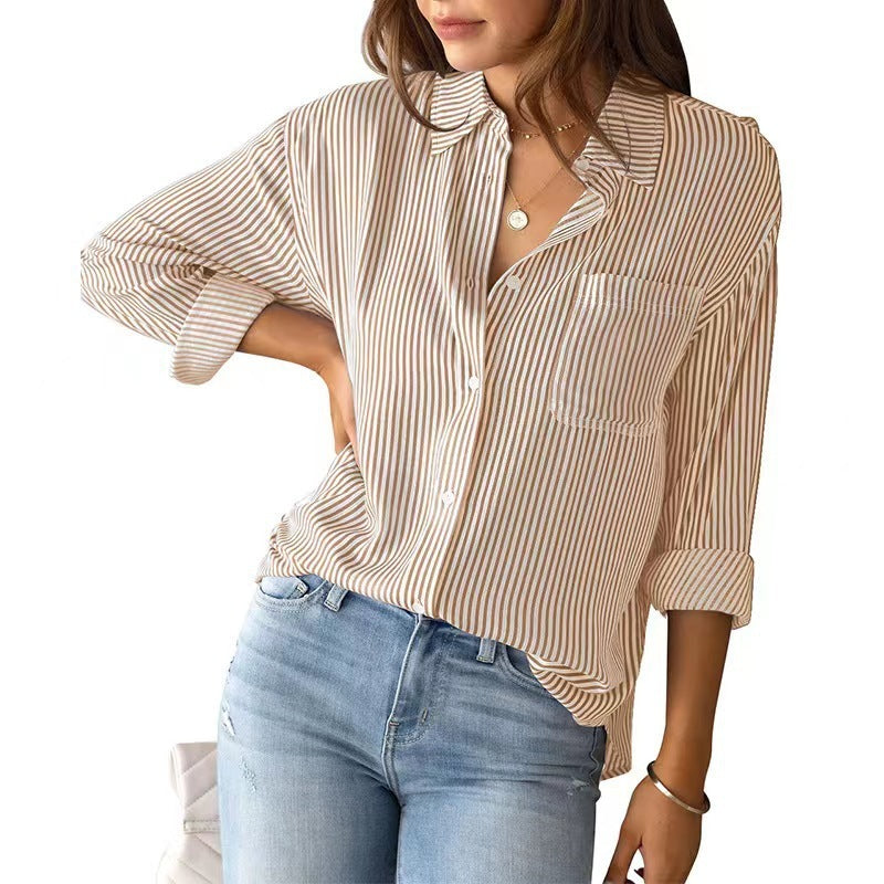 Women's Casual Long Sleeved Shirt With Pockets