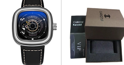 Mens hollow square dial watch
