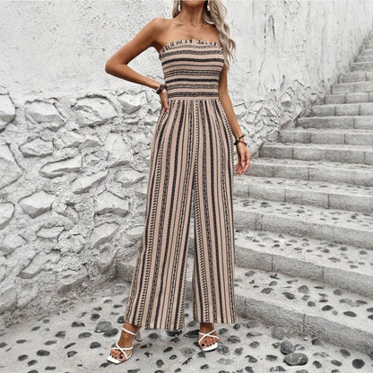 Ladies Striped Tube Top Jumpsuit