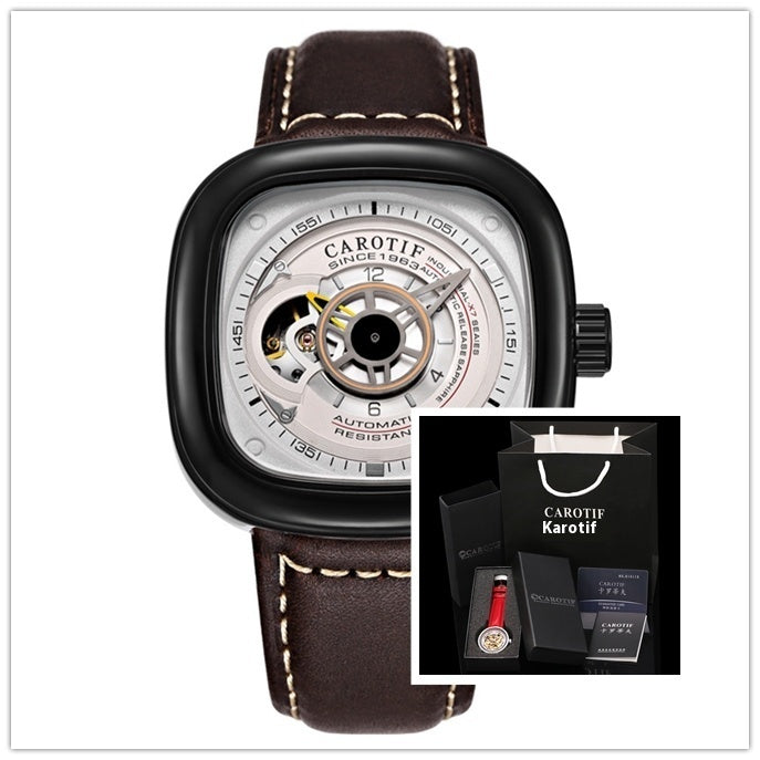Mens hollow square dial watch