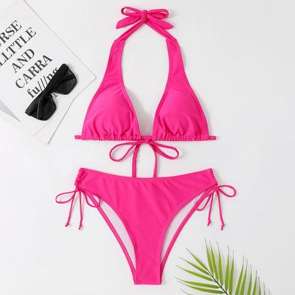 New Style Swimwear Strap Style Bikini Solid Color Swimwear