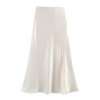 One-side Lace Satin Skirt