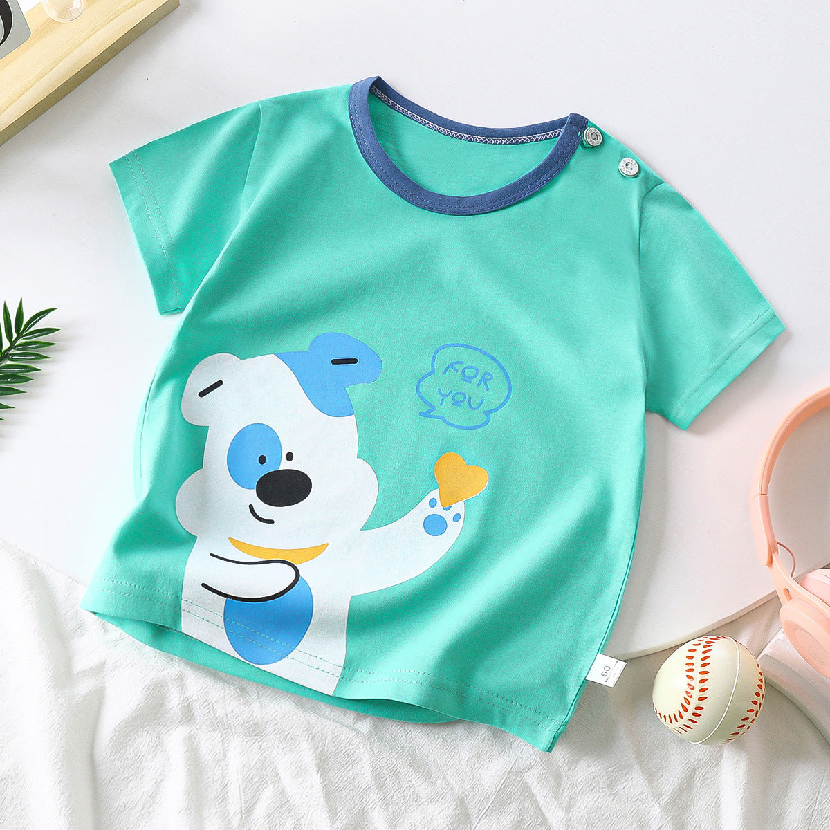 Children's Pure Cotton Cartoon Short-sleeved