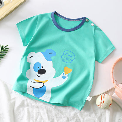 Children's Pure Cotton Cartoon Short-sleeved