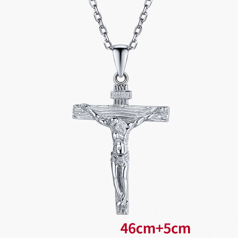 Silver Cross Necklace Clavicle Chain S925 Silver Pendant