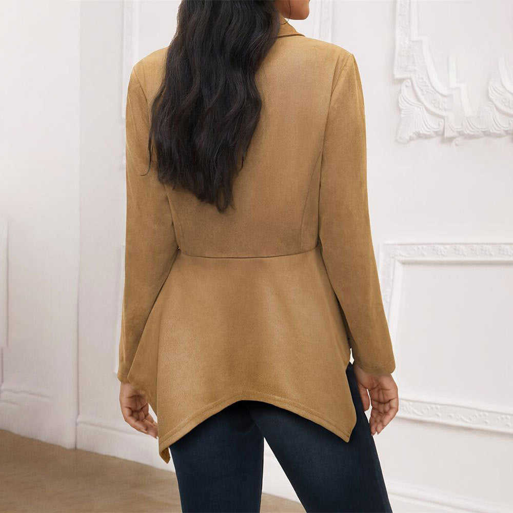 Women's Elegant Casual Polo Collar Suede Coat
