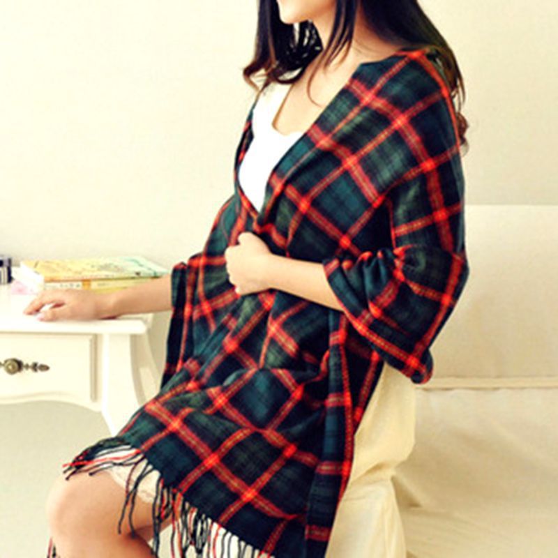 Women's Cashmere-like Plaid Scarf
