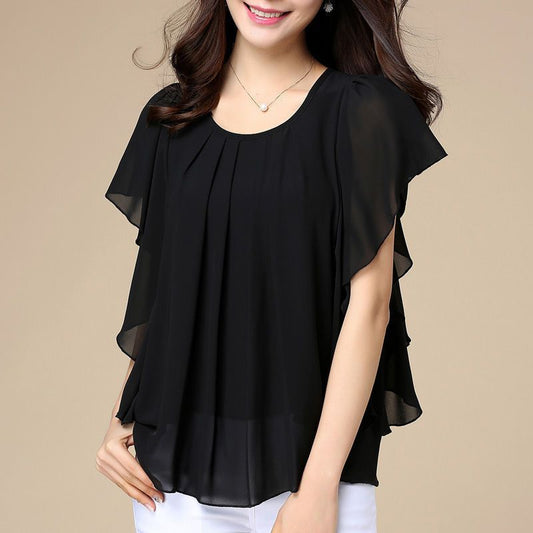 Women's Loose Solid Color Chiffon Shirt