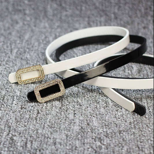 Fashionable All-match Bow Buckle Leather Thin Belt