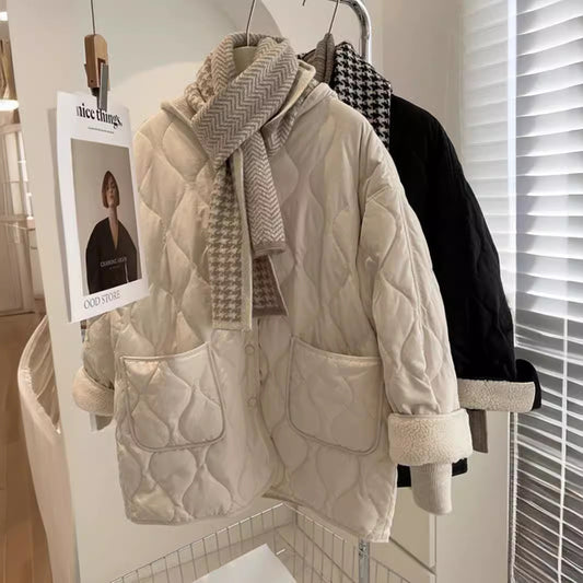 Winter Stitching Lattice Cotton-padded For Women