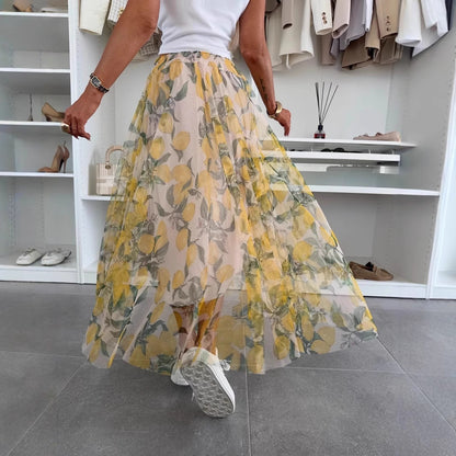 Elastic Waist Large Swing Casual Skirt