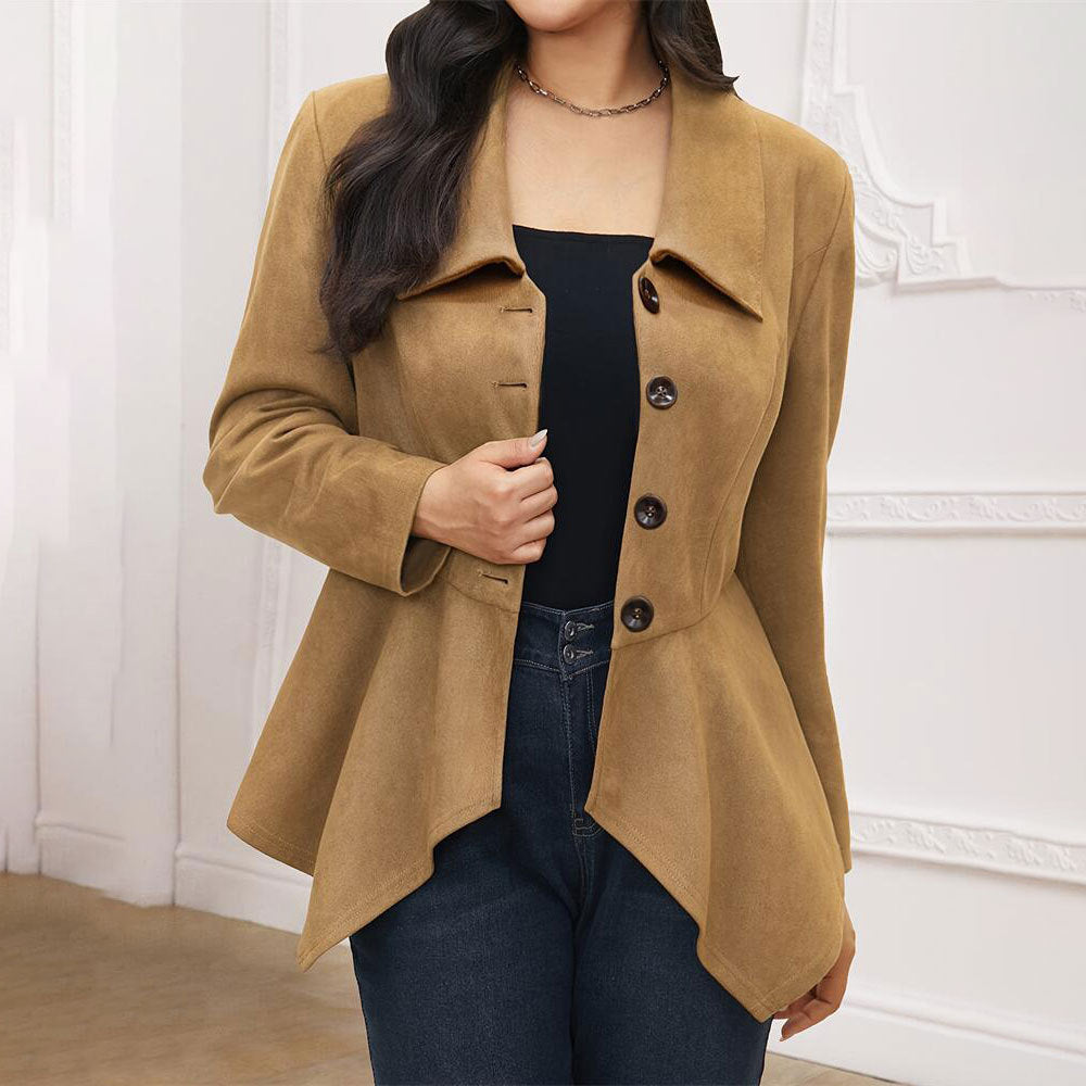 Women's Elegant Casual Polo Collar Suede Coat