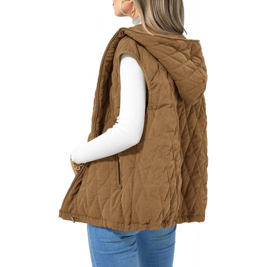 Ladies Hooded Cotton-padded Waistcoat