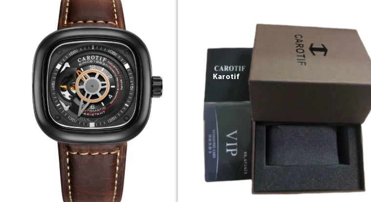 Mens hollow square dial watch