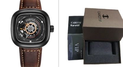 Mens hollow square dial watch