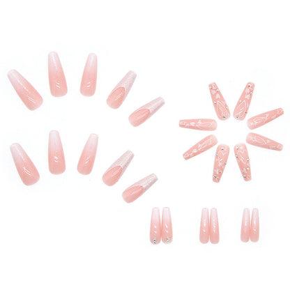 Long Ballet Nails 24 Pieces Gradient Nail Stickers