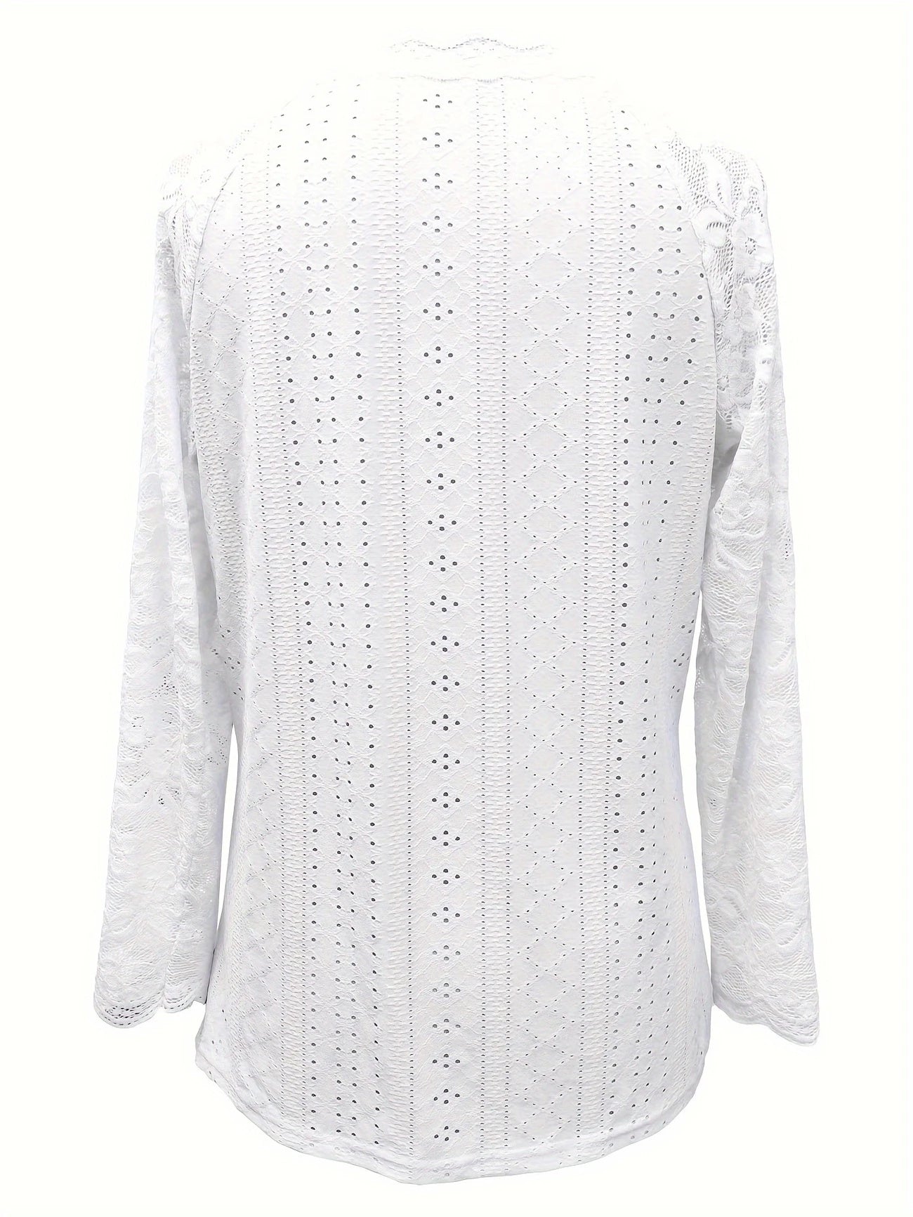 Contrast Lace V-neck Eyelet Top