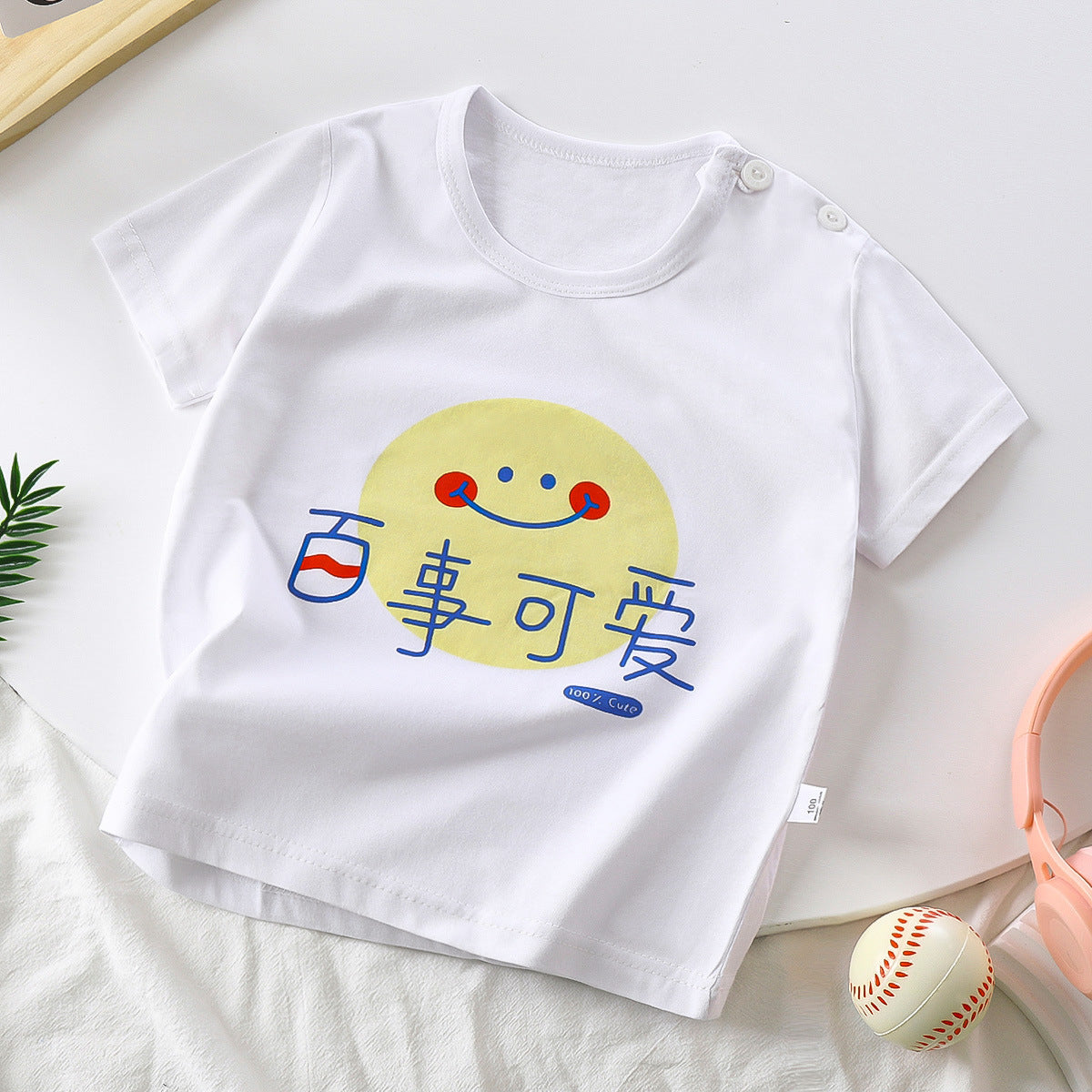 Children's Pure Cotton Cartoon Short-sleeved