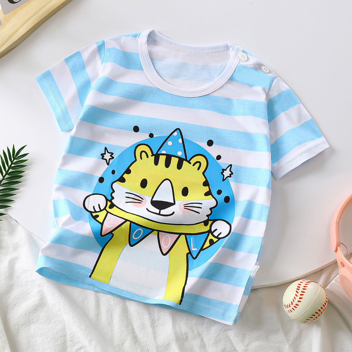 Children's Pure Cotton Cartoon Short-sleeved