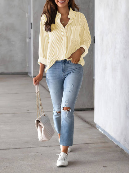 Women's Casual Long Sleeved Shirt With Pockets