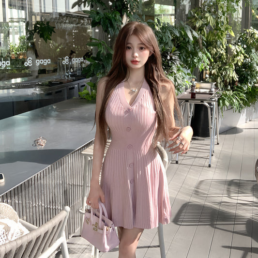 V-neck Slim Thread Knitted Fishtail Dress