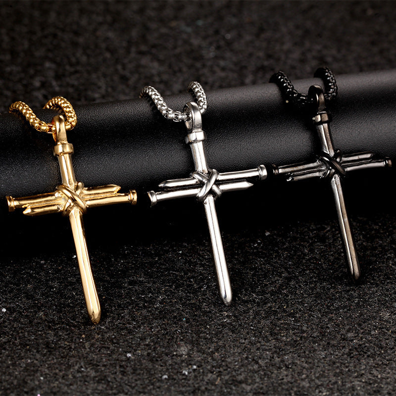 Iron Nail Cross Pendant