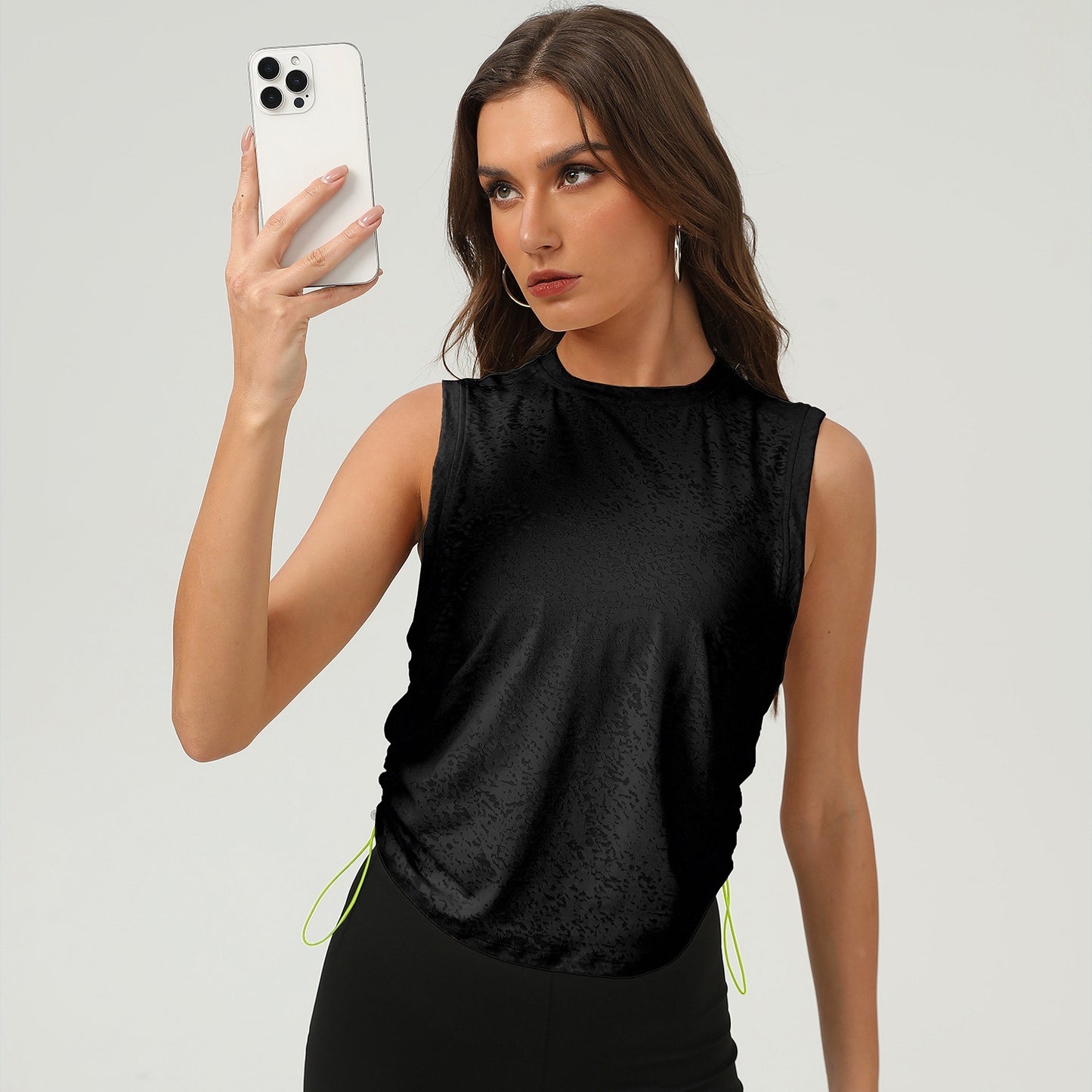 Jacquard Women Sleeveless Blouse Breathable