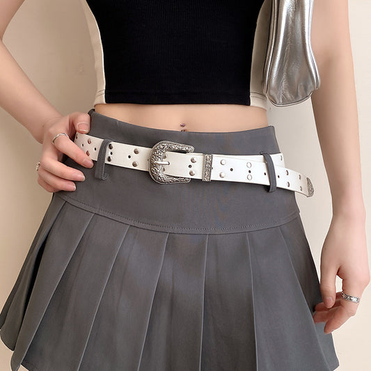 Retro Silver Alloy Buckle Belt Women's