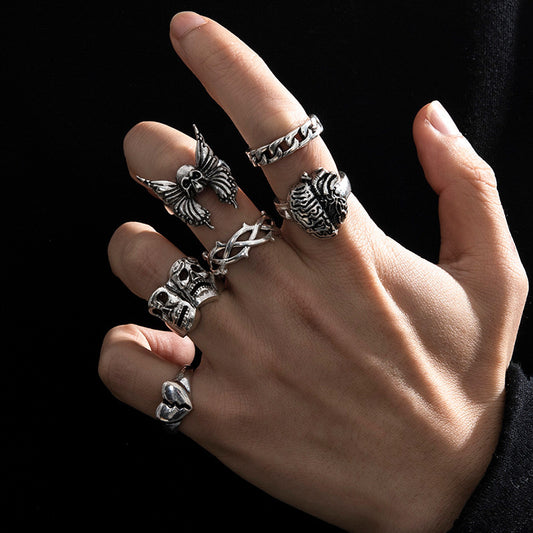 Vintage Skull Hollow Necronomicon Ring