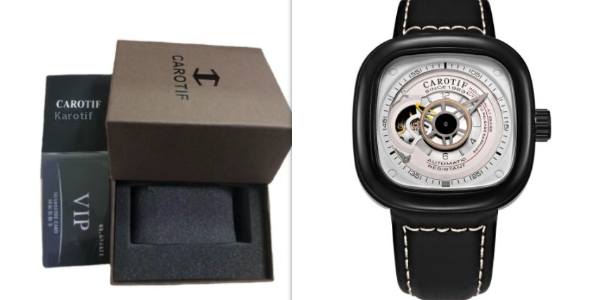 Mens hollow square dial watch
