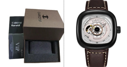 Mens hollow square dial watch