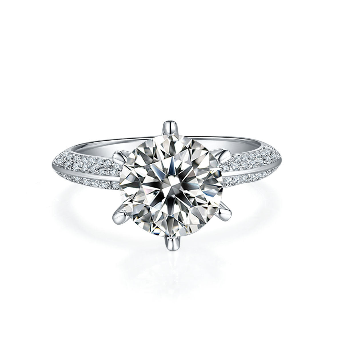 S925 Silver Plated White Gold Moissanite Ring