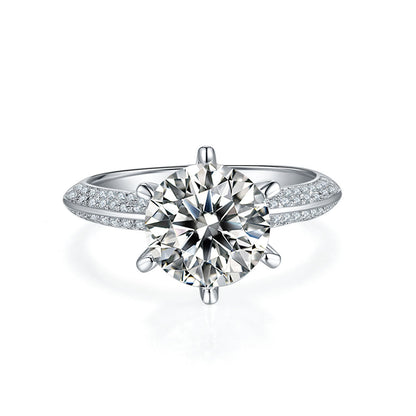 S925 Silver Plated White Gold Moissanite Ring