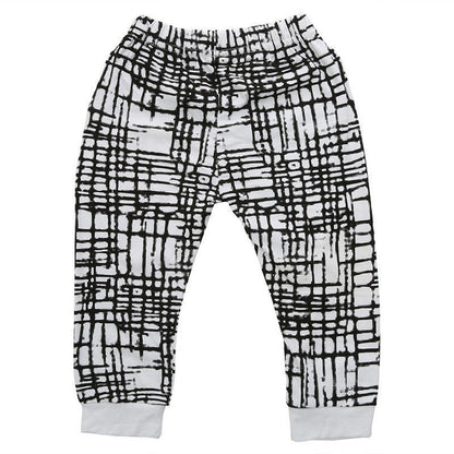 Boys Black Letter Top Check Pants Set