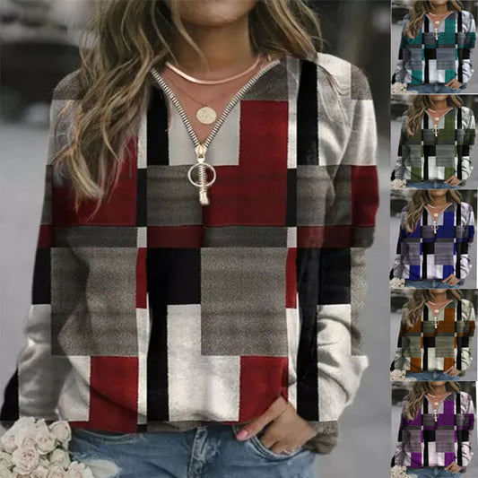 Women's Tops Checkered Sweaters Fleece
