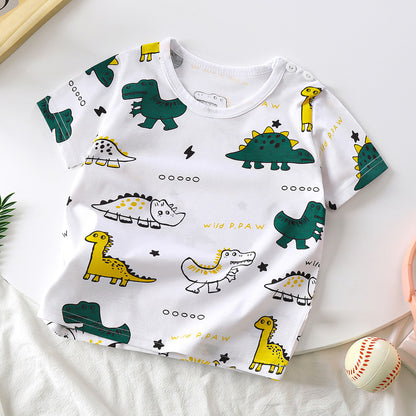 Children's Pure Cotton Cartoon Short-sleeved