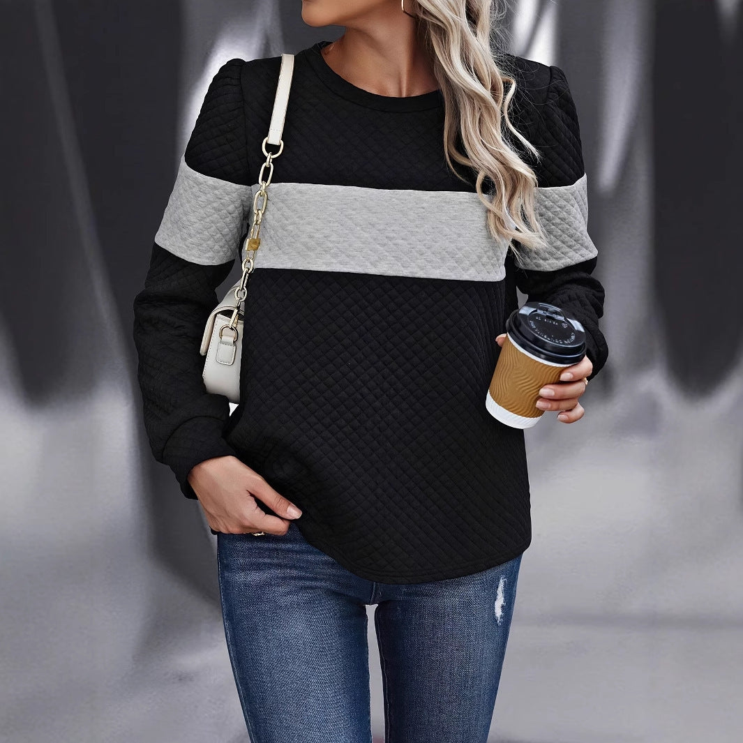 Women's Leisure Round Neck Long Sleeve Texture top