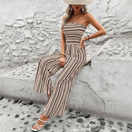 Ladies Striped Tube Top Jumpsuit