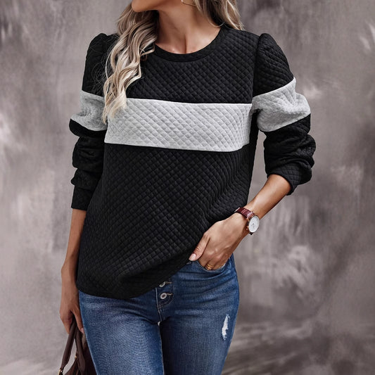 Women's Leisure Round Neck Long Sleeve Texture top