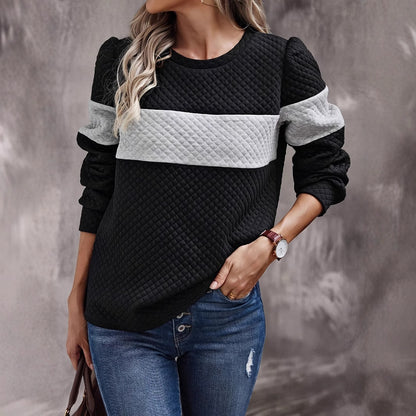 Women's Leisure Round Neck Long Sleeve Texture top