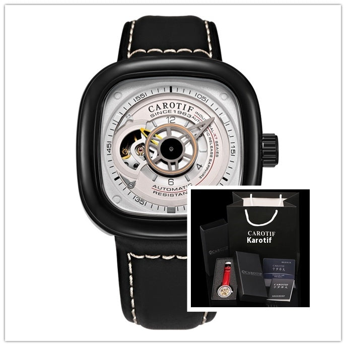Mens hollow square dial watch